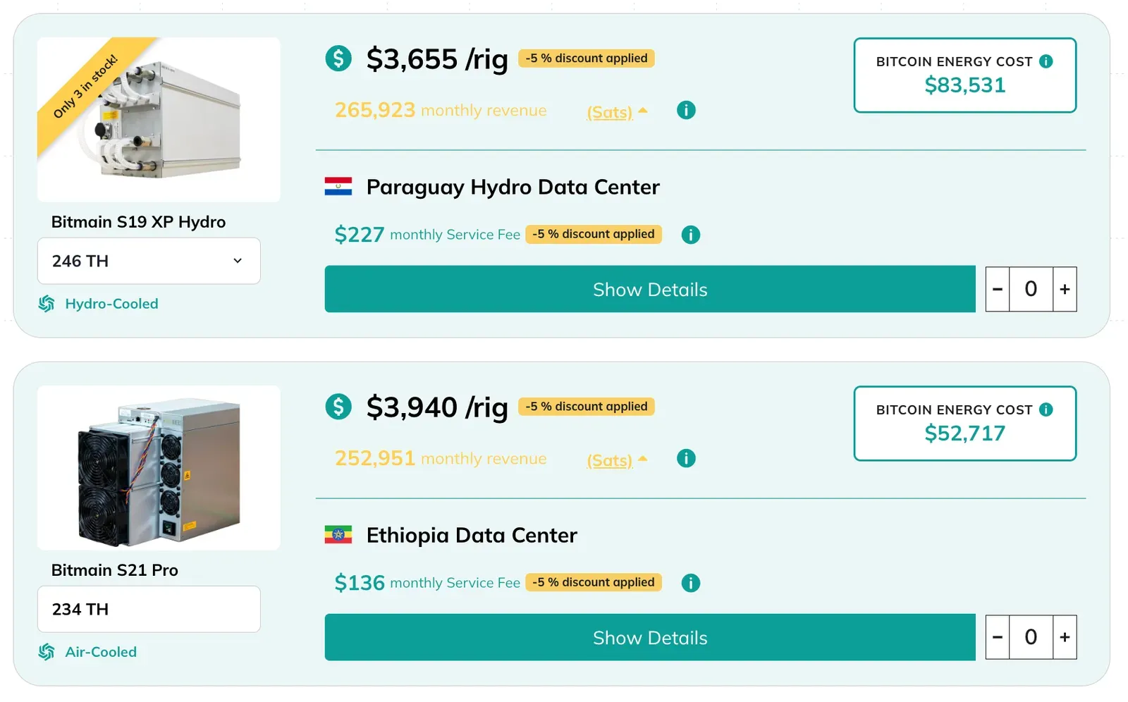 The 5% discount translating to hundreds of dollars saved per rig