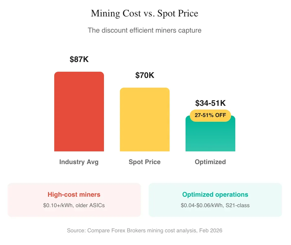 Mining accumulates bitcoin at a 27–51% discount to spot price