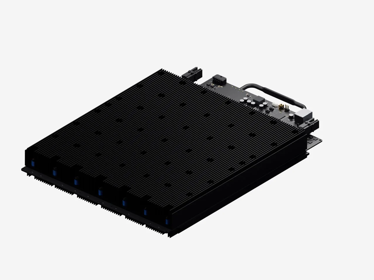 Proto F1 immersion hashboard, isometric view, on a light gray background